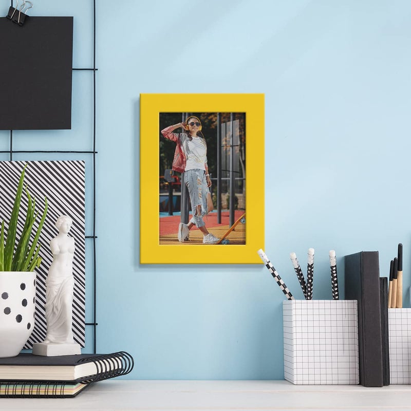 Renditions Gallery 4x6 inch Picture Frame High-end Modern Style, Made of Solid Wood and High Definition Glass Ready for Wall and Tabletop Photo Display, Yellow Frame - Image 5